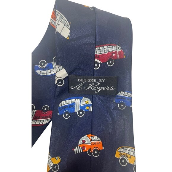 A. Rogers Mens Neck Tie School Buses Escuela Teacher Novelty Transportation Gift - Picture 4 of 4